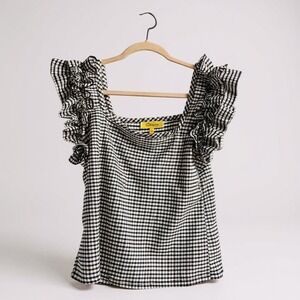 Gingham Checkered Ruffle Top By Circus‎ NY Size L